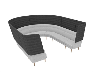 Arcipelago kurvet akustik sofa til 10 personer - Akustikmøbler