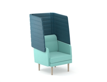 Arcipelago Akustik stol m. træben - Lænestol med akustikvægge for støjdæmpende effekt - Loungemøbler