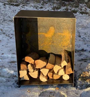 Brændekasse i stål - Brænde opbevaring i uderummet