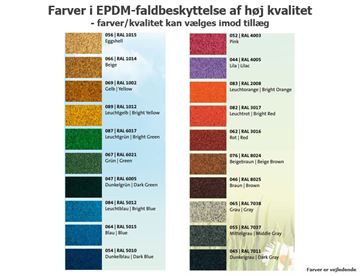 Farvekort EPDM-faldbeskyttelse af høj kvalitet - kan vælges mod tillæg​​​​​​​