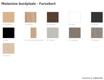 Farvekort melamin bordplade (standard) - Nova Wood multibord
