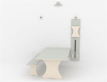 Klapbord og Bænk - Væghængt bord