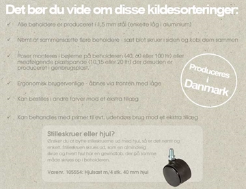 Specifikationer - Kildesortering Dansk produceret