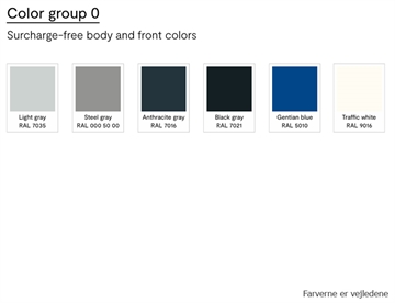 Farvekort stål gruppe 0 - Valgfri farver låger