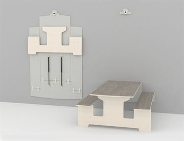 Væghængt klapbord med linoleum 37/58 cm - mellem