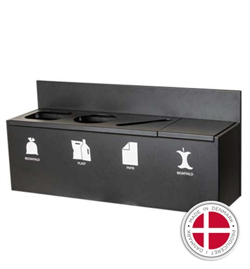Kildersortering, 4 fraktioner - Affaldsbeholdere til affaldssortering (vægmontering) - Dansk produceret