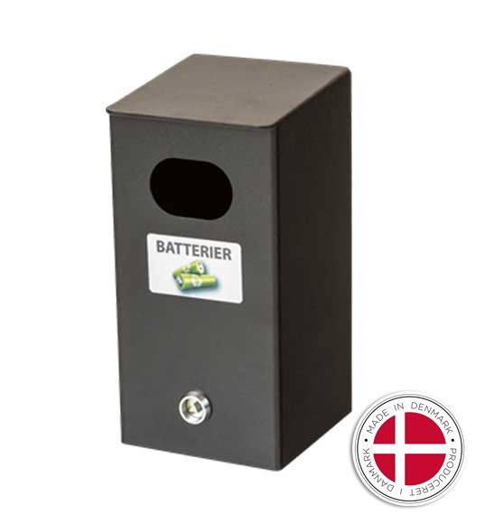 Batteriboks til brugte batterier - Kildesortering - Dansk produceret