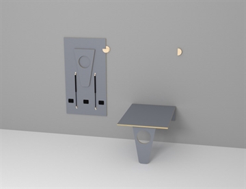 Væghængt bord m. laminat. Pladsbesparende klapbord til vægmontering, 80x120 cm.