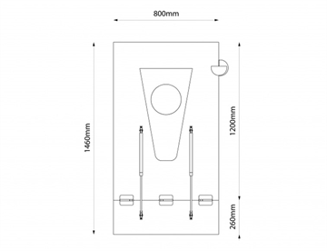 Mål - Væghængt bord m. linoleum, 80x120 cm.