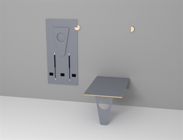 Væghængt bord m. laminat. Pladsbesparende klapbord til vægmontering, 80x140 cm.