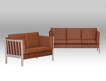 Tremmesofa - her 2ér og 3ér sofa i cognac læder