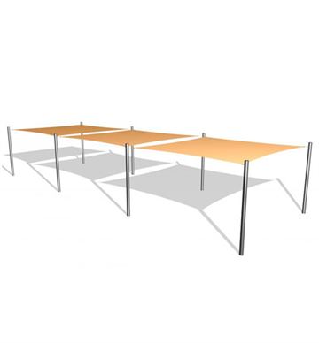   3 solsejl inkl. stolper i rustfri stål og beslag - til solafskærmning i uderummet