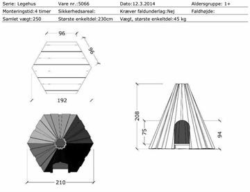 Mål og specifikatoner - Sekskantet Tipi med gulv