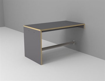 Gavlbord til vægmontering, L. 150 cm. Højbord med fodstøtte og laminat overflade