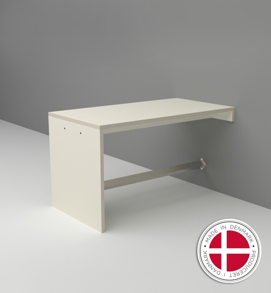 Væghængt gavlbord m. fodstøtte, L.150 cm. Højbord til vægmontering - flere varianter