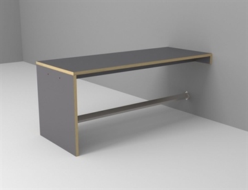 Gavlbord til vægmontering, L. 200 cm. Højbord med fodstøtte og laminat overflade