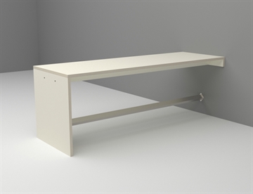 Gavlbord m. fodstøtte til vægmontering, L. 240 cm. 