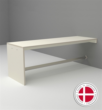 Væghængt gavlbord m. fodstøtte, L.240 cm. Højbord til vægmontering - flere varianter
