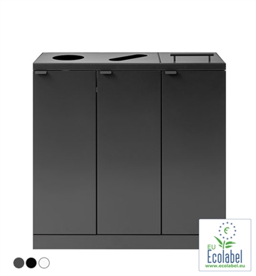 Bica affaldsstation til affaldssortering, 3x65L. Ecolabel affaldsbeholder