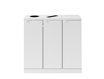 Bica affaldssystem - 3x65L affaldsstation med 3 fraktioner - Modulær affaldsbeholder - Hvid