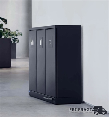 Bica affaldsstation m. 3 fraktioner, 3x65L, ene beholder med pedal / håndfri - Indendørs affaldshåndtering 