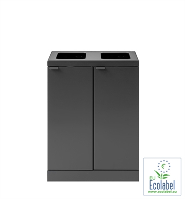 Bica affaldssortering m. 2 rum, 2x45L. Indendørs affaldssystem / affaldsbeholder