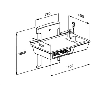 Mål - Puslebord m. elektrisk højderegulering og sanitet - 140 cm