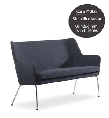 Uni Sofa m. stålben, 2,5 personer - Godt Care- og Plejehjemsmøbel - Urindug mm. kan tilkøbes
