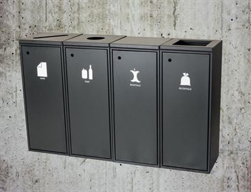 Kildesortering - Fleksibelt affaldssystem med beholdere i pulverlakeret stål - Affaldssortering
