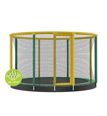 Trampolin Gallus fra Akrobat - trampolin certificeret til offentlig brug - grøn/gul