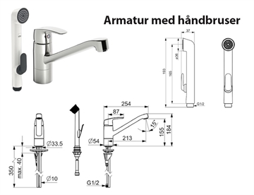 Armatur med håndbruser