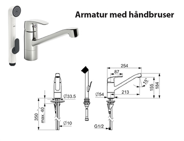 Armatur med håndbruser