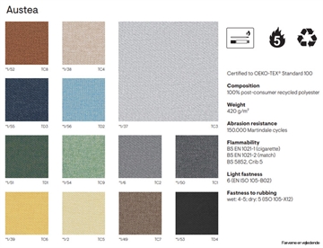 Austea - 100% polyester (recycled) - Farvekort (priskategori 1)