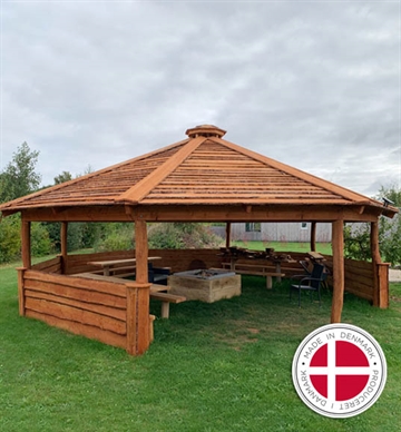 8-kantet bålhytte / bålhus Ø8 meter - Dansk produceret