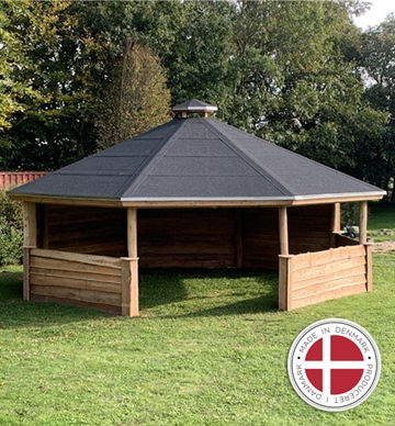 8-kantet bålhytte / bålhus Ø8 meter - Dansk produceret