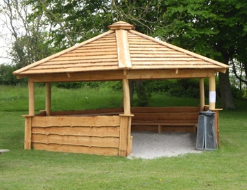 6-kantet bålhus Ø6m her m. 5 halve sider - Dansk produceret