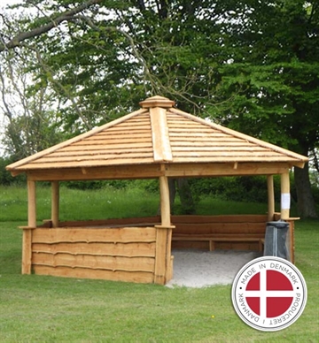 6-kantet bålhytte m. 5 halve sider Ø6 meter - Dansk produceret