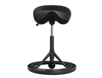 BackApp balancestol med sort stel og sæde betrukket med antracit microfiber