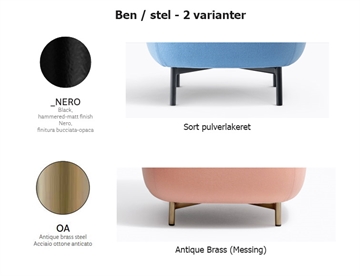 Ben i sort pulverlakeret stål eller Antique Bras (messing)