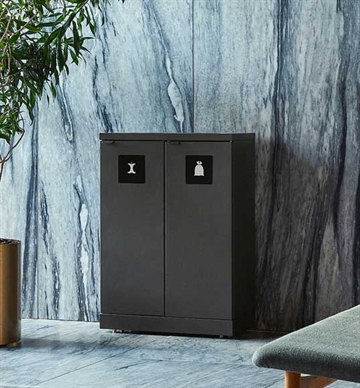 Bica affaldssortering - Affaldsstation m. 2 fraktioner (65L) med åbne indkasthuller