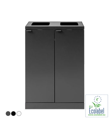 Bica affaldssortering - Affaldsstation m. 2 fraktioner (65L) med åbne indkasthuller