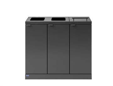 Bica affaldssystem til sortering, 3x45 L. Affaldsbeholder m. låg/åbne indkast - Antracit