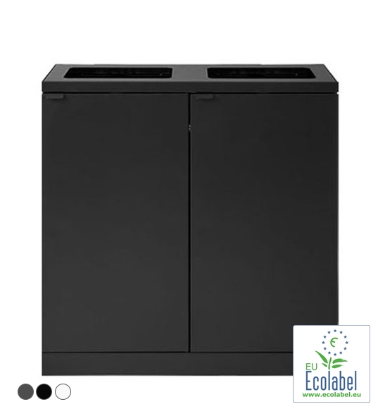 Bica Affaldssortering m. 2 rum (åbne), 2x95L. til indendørs affaldssortering