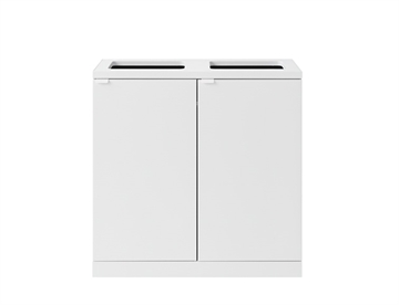 Bica affaldsbeholder i pulverlakeret stål til sortering, 2x95L. - Hvid