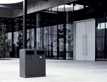 Bica udendørs affaldsbeholder m. 2 rum til sortering - Affaldssortering i uderummet