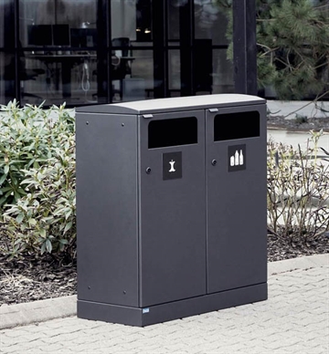Bica affaldssystem m. 2 fraktioner til udendørs affaldssortering 