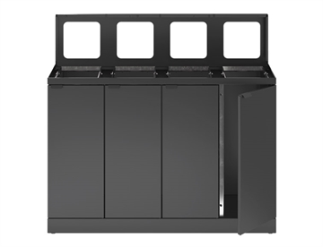 Bica Basic affaldssortering, 4x45 L. Beholder i stål m. 4 fraktioner til affaldssortering