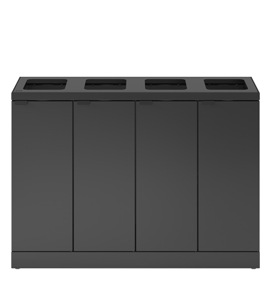 Bica Basic affaldssortering, 4x45L. Indendørs affaldssystem til sortering af mindre affaldsmængder.