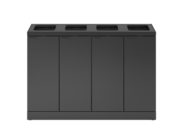 Affaldssystem, 4x45 L. Affaldsbeholder m. 4 rum m. åbne indkast til sortering - Bica Basic