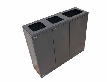 Affaldsbeholdere til affaldssortering - Affaldsstation m. 3 rum, 2x65L, 1x95L. - Antracit